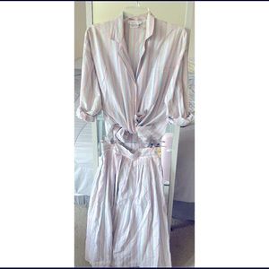 Spring outfit 💐 pastel linen style shirt and skirt set